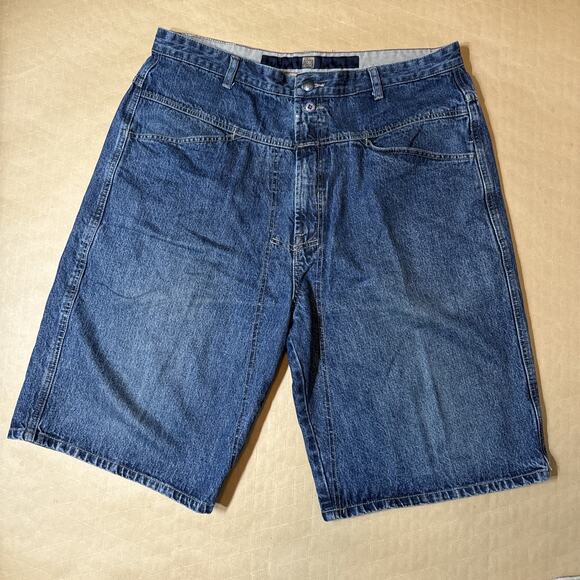 Vtg Y2K Marithe Francois Girbaud Baggy Short Men 38 Blue Denim Streetwear Retro - Picture 3 of 8